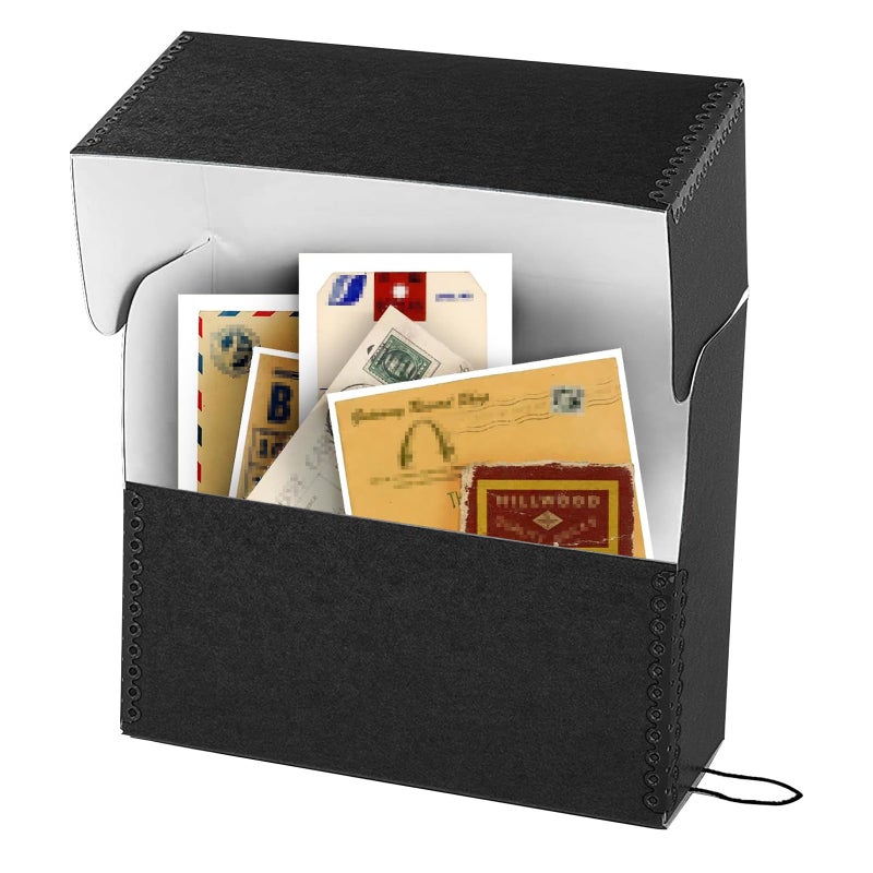 لينيكو صندوق تخزين المستندات الأرشيفية من Lineco بحافة معدنية، لوح أسود خالٍ من الأحماض، تنظيم وتخزين الملفات والمطبوعات والصور، حقيبة بحجم الحروف 12.5 بوصة × 10.5 بوصة × 5 بوصة عرض - Image 5